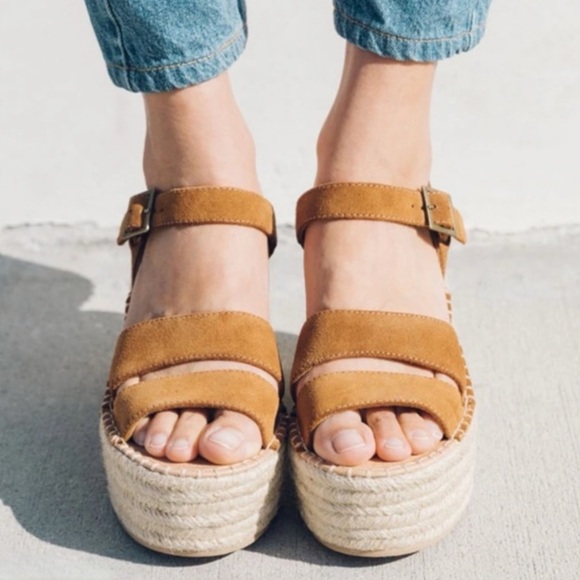 SOLUDOS • Walnut Como Platform Wedge Sandals Includes Box - Picture 7 of 12